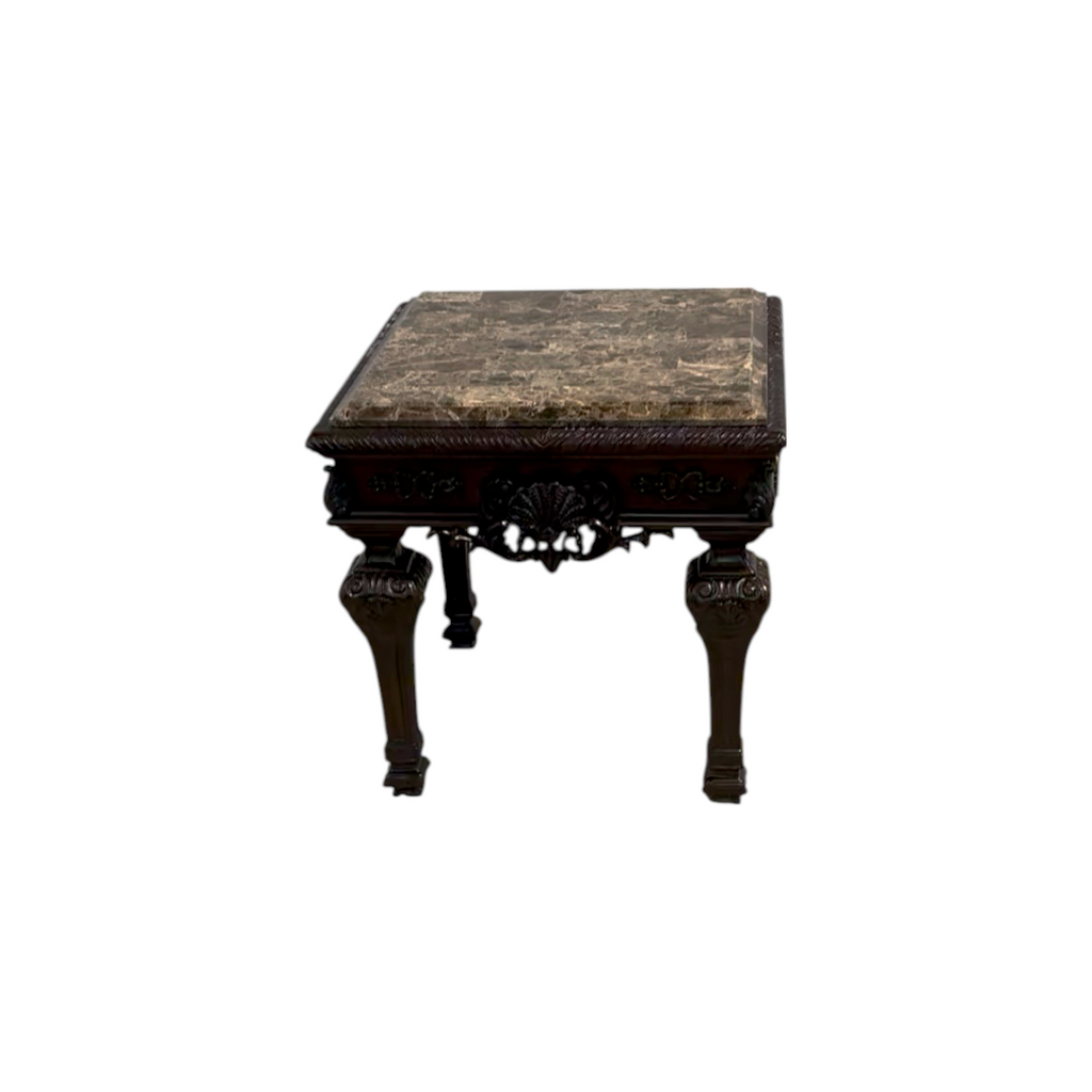 Best Master Traditional Solid Wood and Faux Marble Top End Table in Cherry