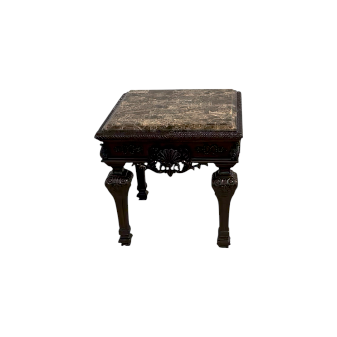 Best Master Traditional Solid Wood and Faux Marble Top End Table in Cherry