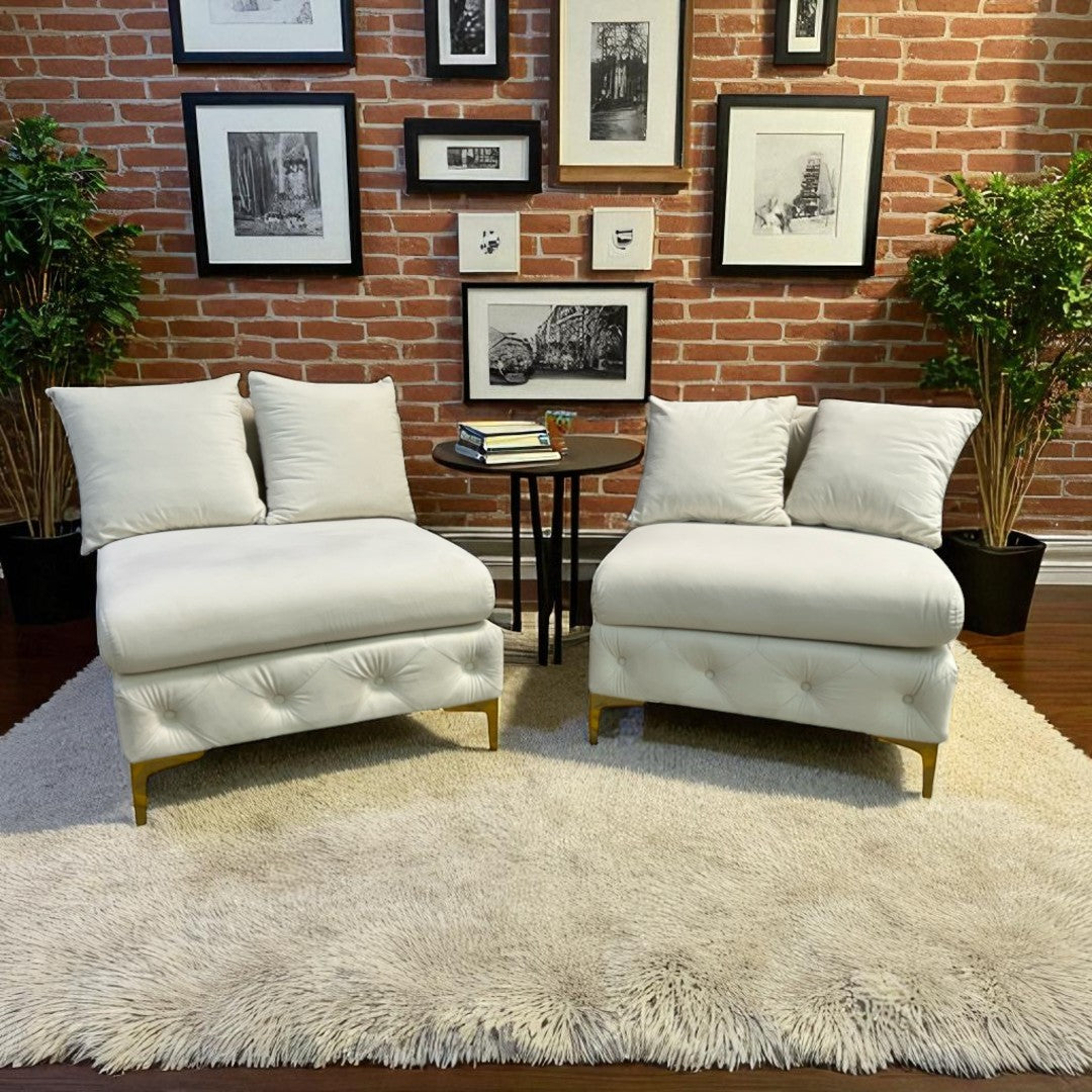 Meridian Tremblay Velvet Modular Armless Chair Set