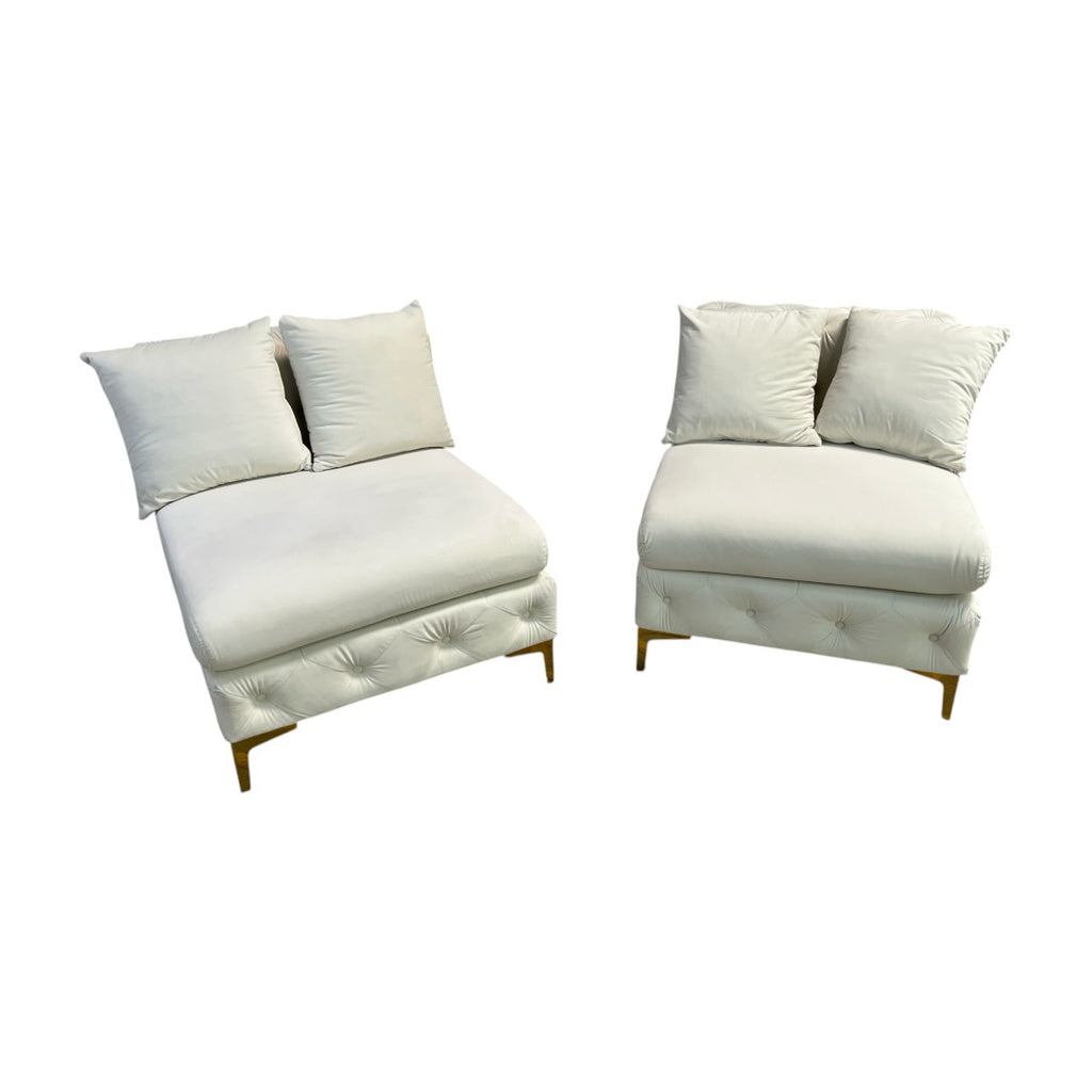 Meridian Tremblay Velvet Modular Armless Chair Set