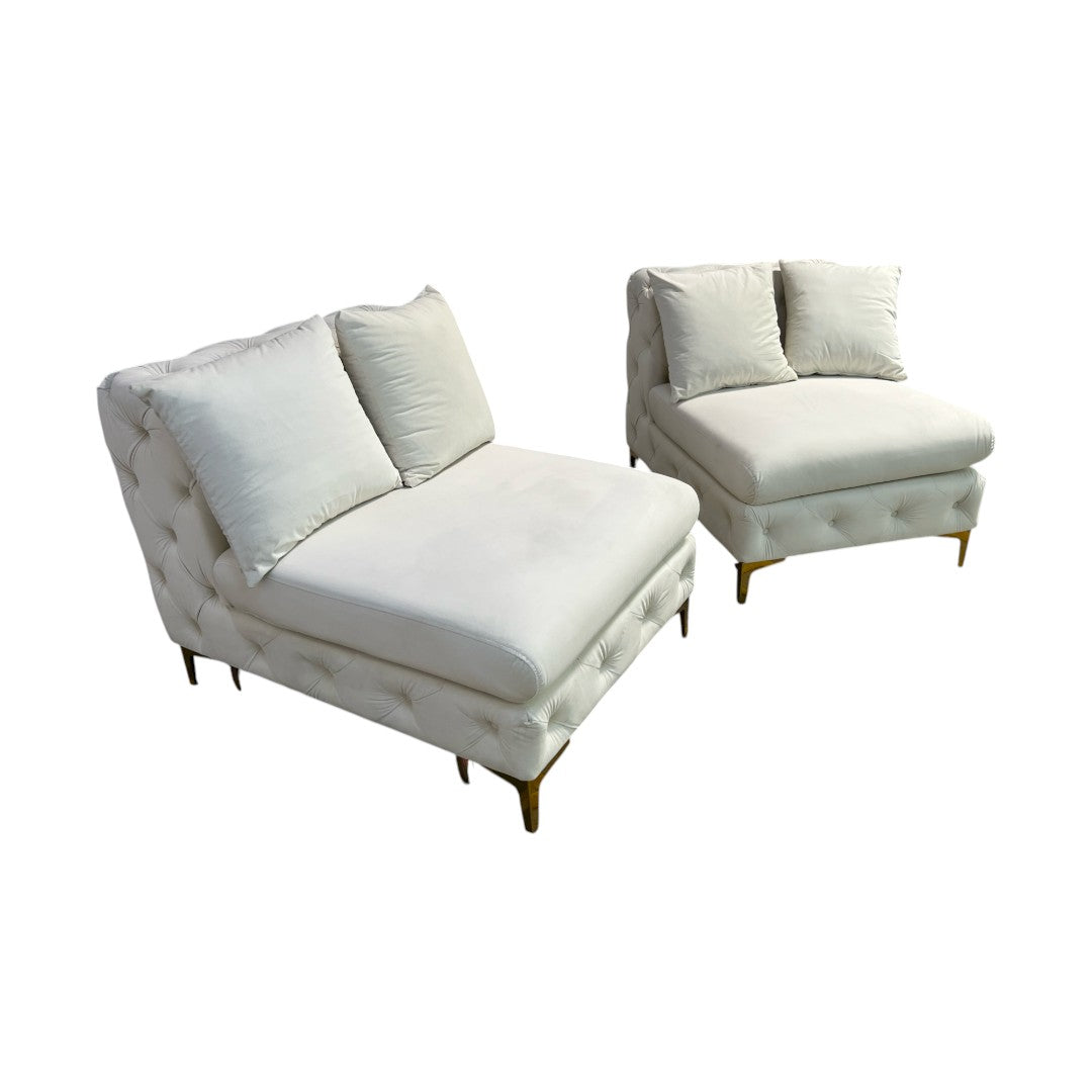 Meridian Tremblay Velvet Modular Armless Chair Set