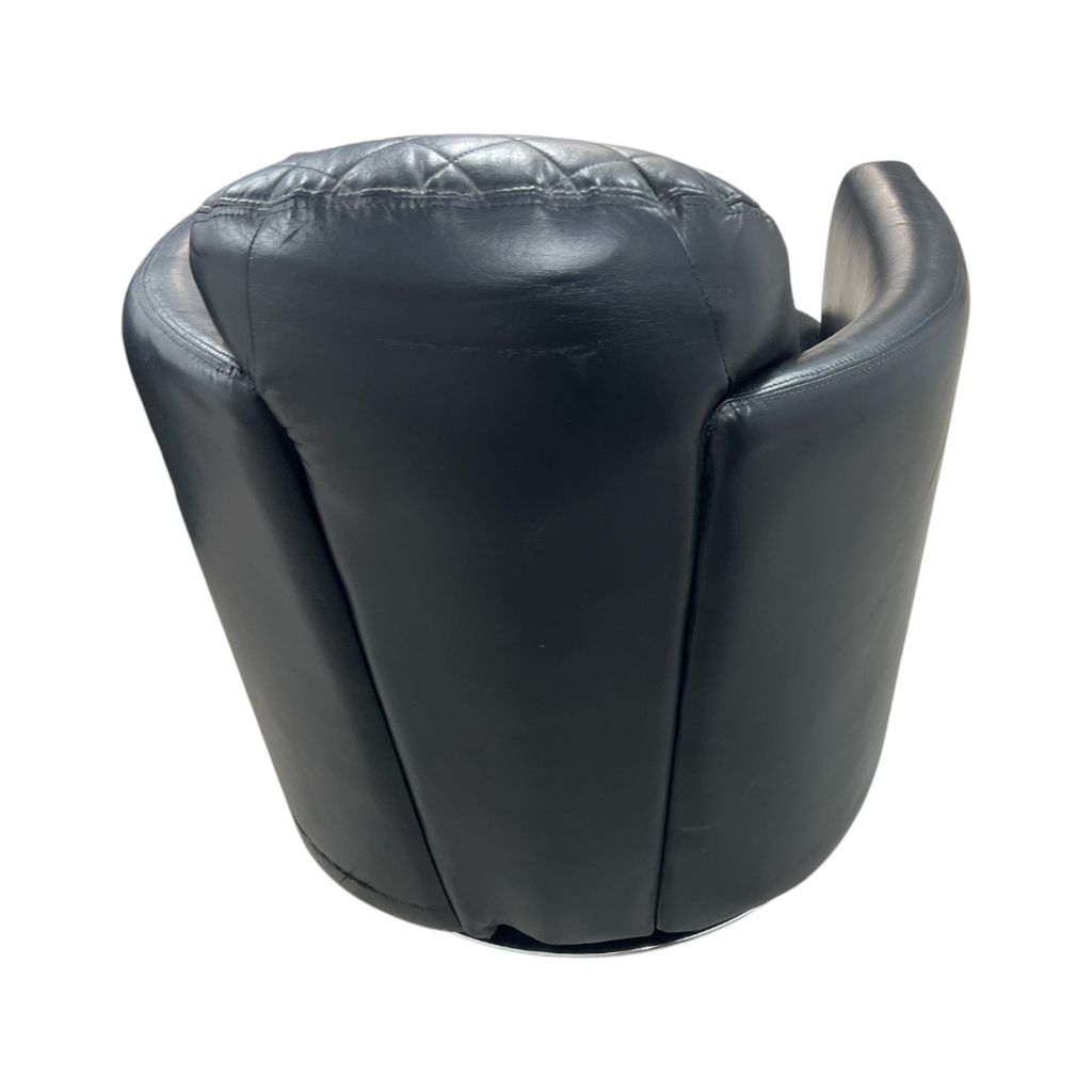 Modern Swivel Rocker Accent Chair Armchair Round Swivel Barrel Chair, 360° Rotating and Glide Back and Forth, Black PU Leather Set of 2