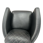Modern Swivel Rocker Accent Chair Armchair Round Swivel Barrel Chair, 360° Rotating and Glide Back and Forth, Black PU Leather Set of 2