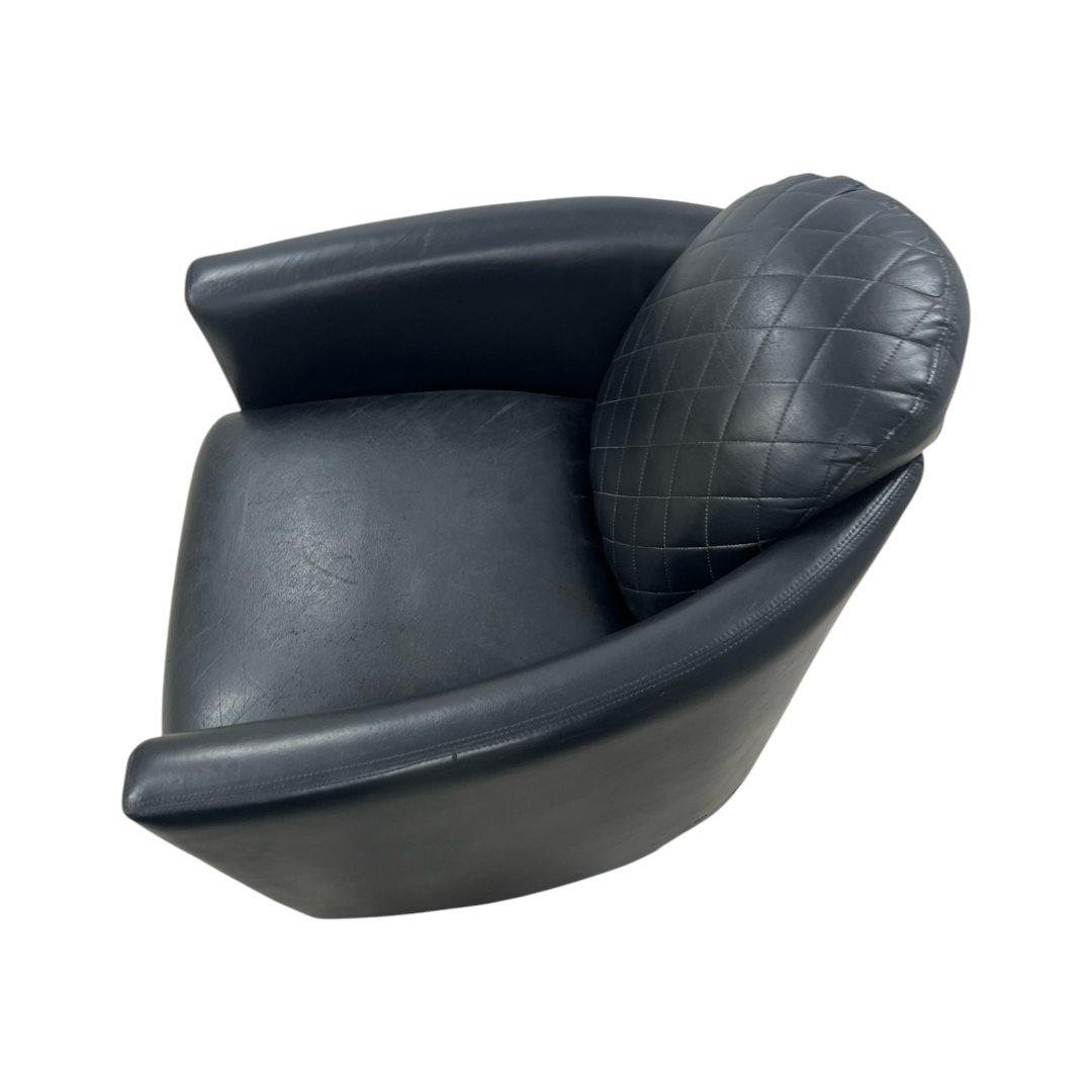 Modern Swivel Rocker Accent Chair Armchair Round Swivel Barrel Chair, 360° Rotating and Glide Back and Forth, Black PU Leather Set of 2