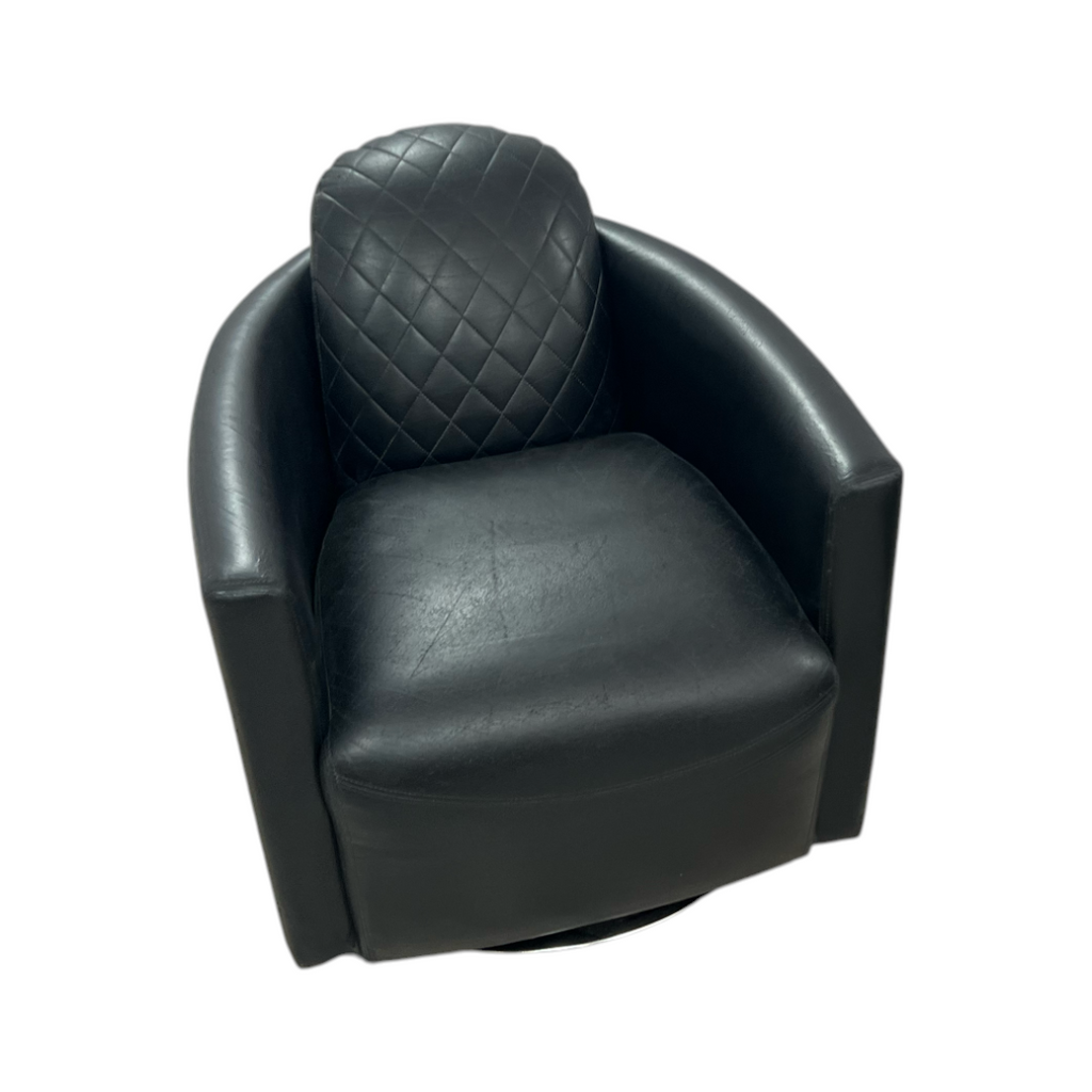 Modern Swivel Rocker Accent Chair Armchair Round Swivel Barrel Chair, 360° Rotating and Glide Back and Forth, Black PU Leather Set of 2