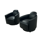 Modern Swivel Rocker Accent Chair Armchair Round Swivel Barrel Chair, 360° Rotating and Glide Back and Forth, Black PU Leather Set of 2