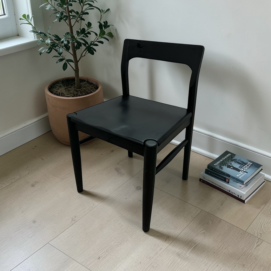 Moe's Home Owing Oak Wood Black Side Dining Chair Set of 6