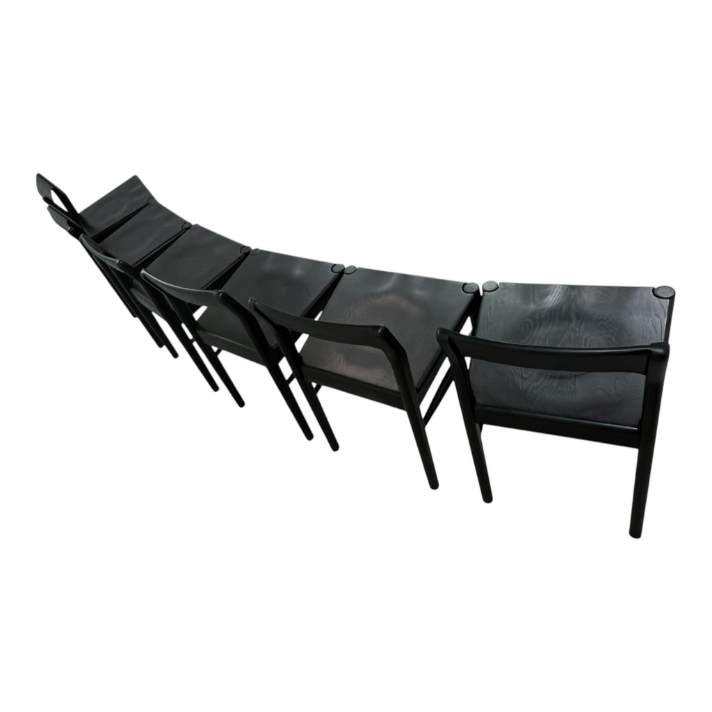 Moe's Home Owing Oak Wood Black Side Dining Chair Set of 6