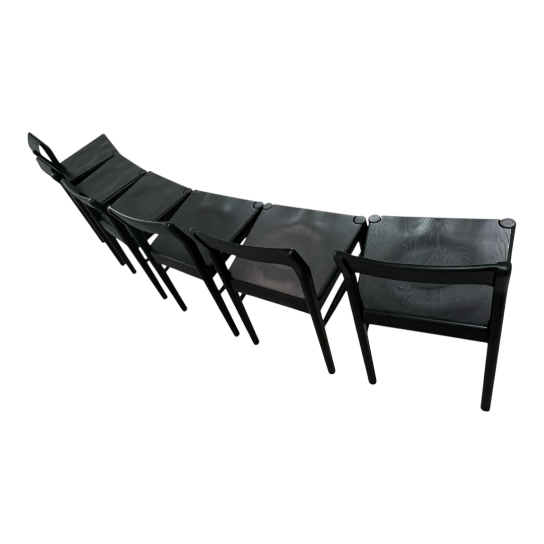 Moe's Home Owing Oak Wood Black Side Dining Chair Set of 6