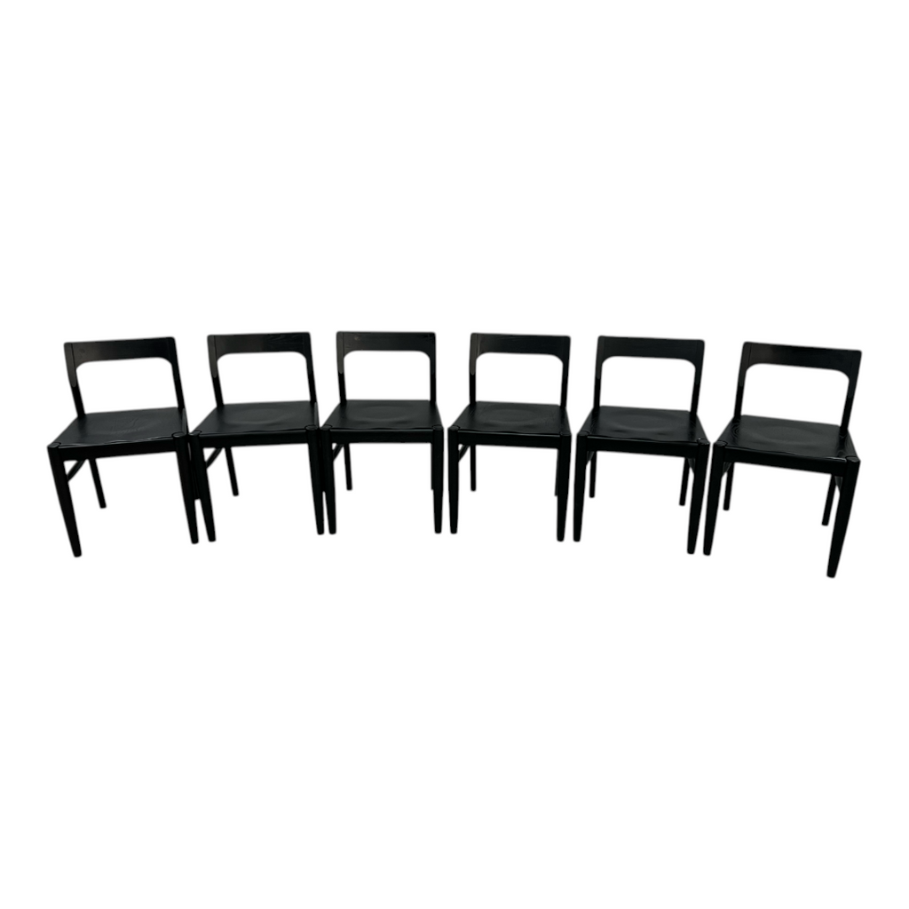 Moe's Home Owing Oak Wood Black Side Dining Chair Set of 6
