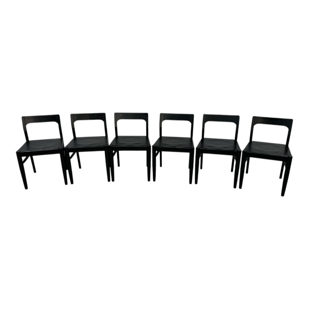 Moe's Home Owing Oak Wood Black Side Dining Chair Set of 6