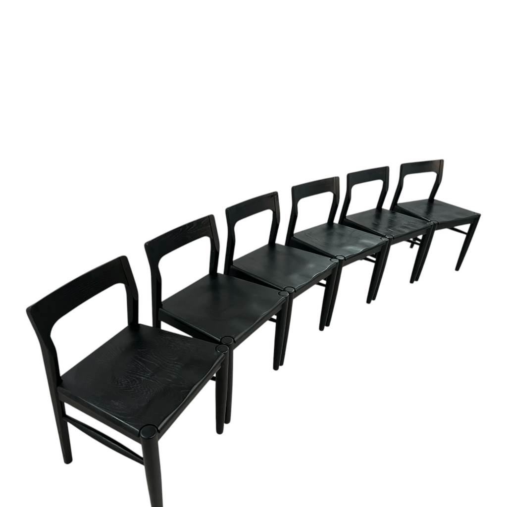 Moe's Home Owing Oak Wood Black Side Dining Chair Set of 6