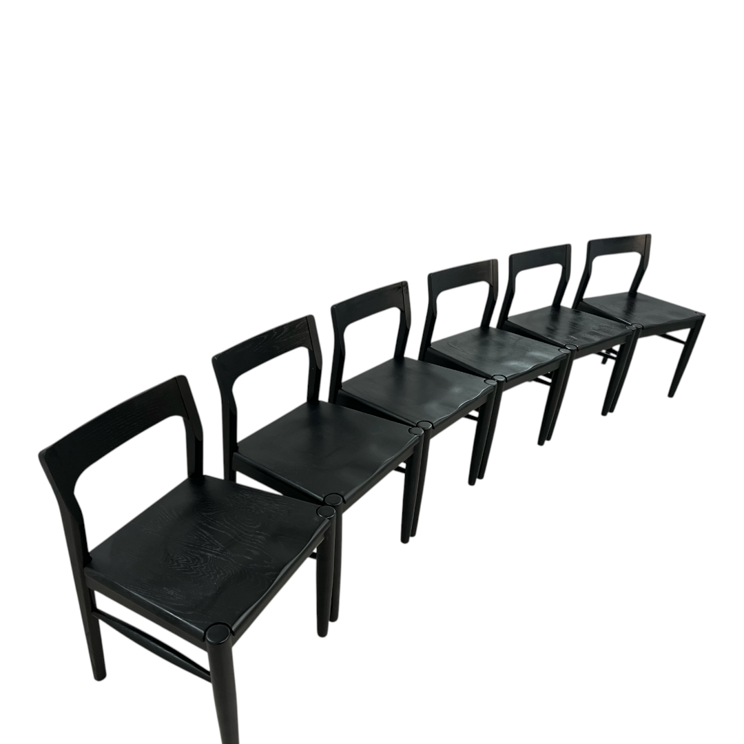 Moe's Home Owing Oak Wood Black Side Dining Chair Set of 6