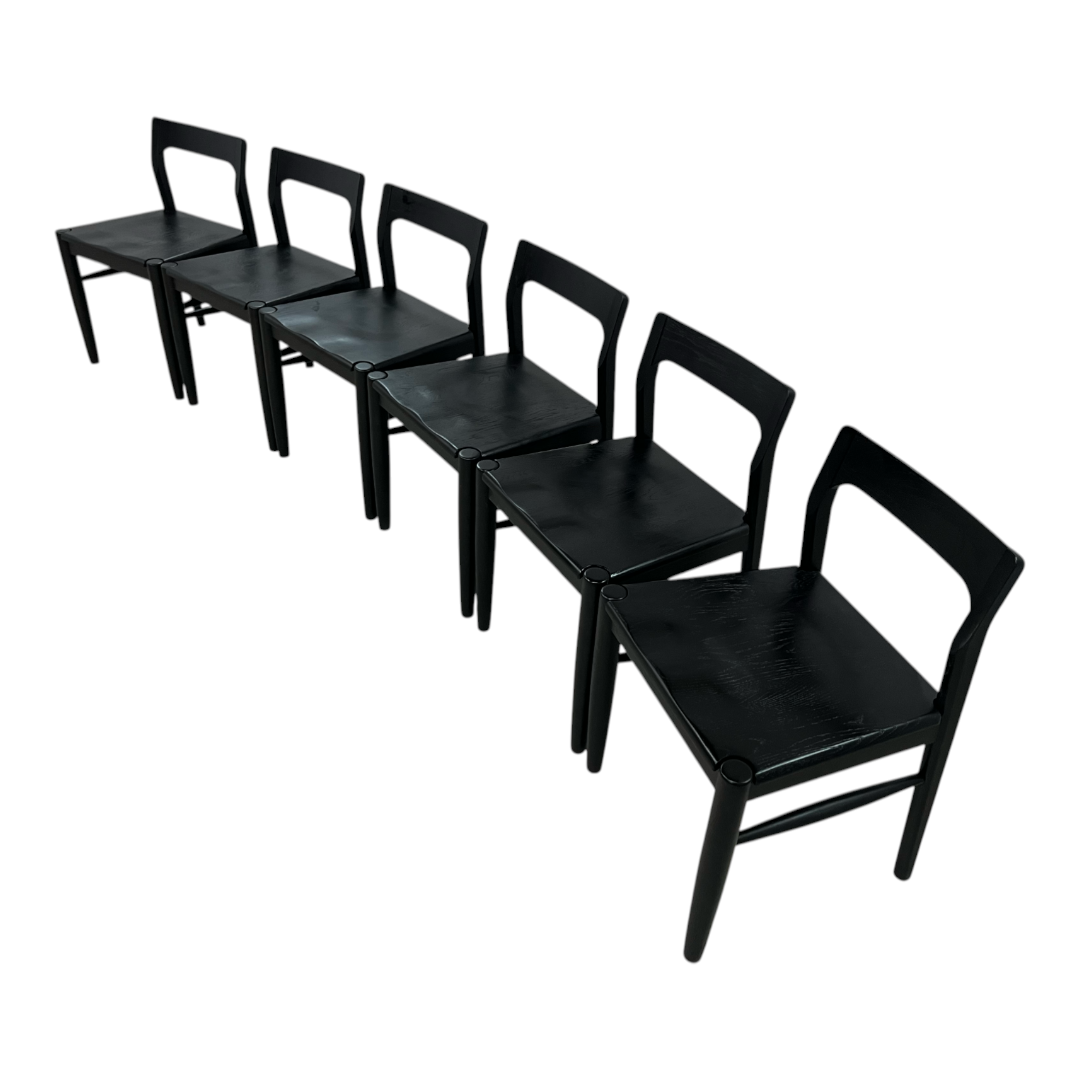 Moe's Home Owing Oak Wood Black Side Dining Chair Set of 6