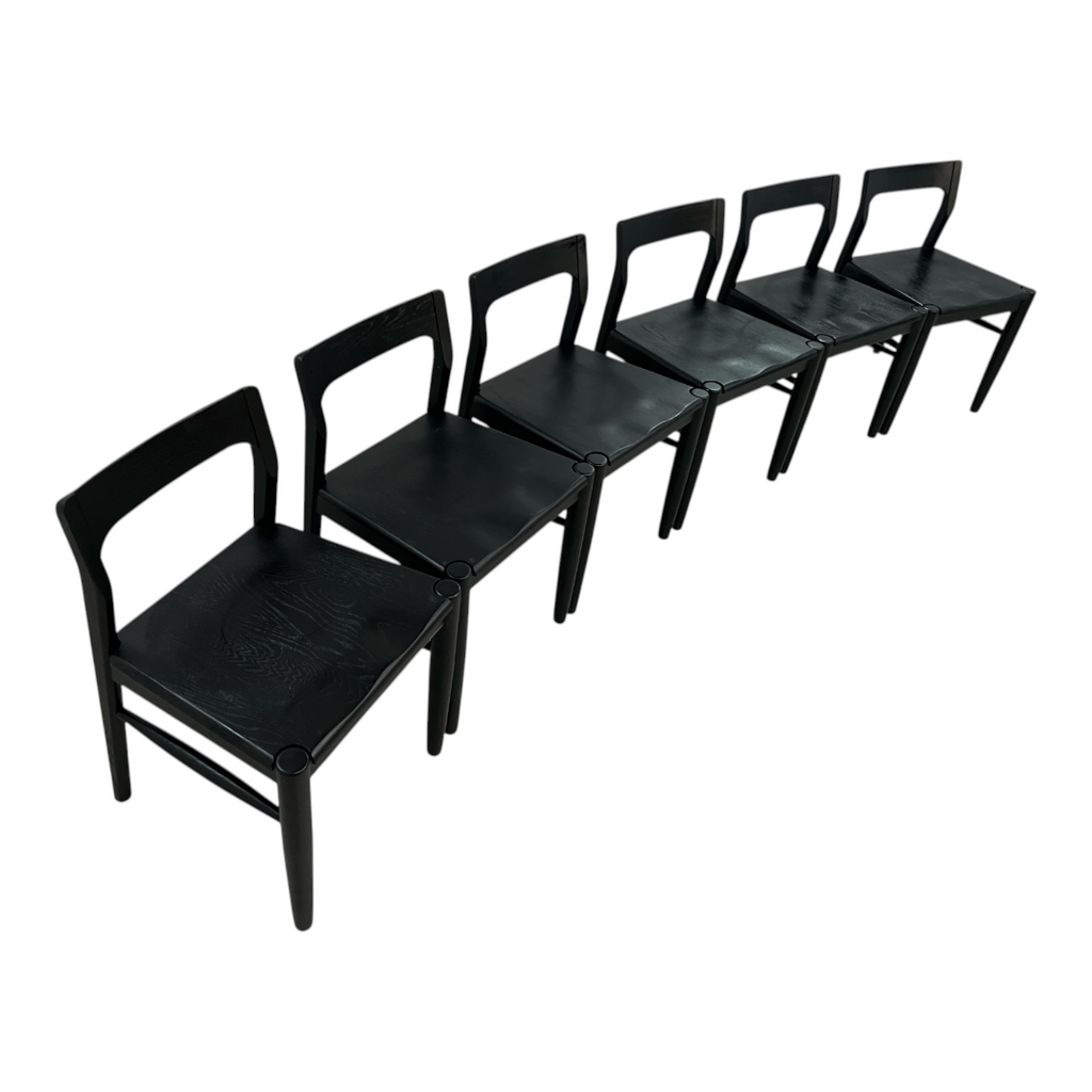 Moe's Home Owing Oak Wood Black Side Dining Chair Set of 6