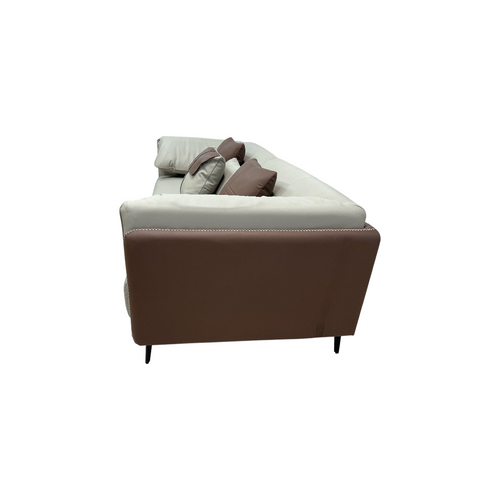 Orren Ellis Modern Two-Tone Faux Leather Sofa Collection with Flared Arms and Toss Pillows, image 4