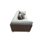 Orren Ellis Modern Two-Tone Faux Leather Sofa Collection with Flared Arms and Toss Pillows