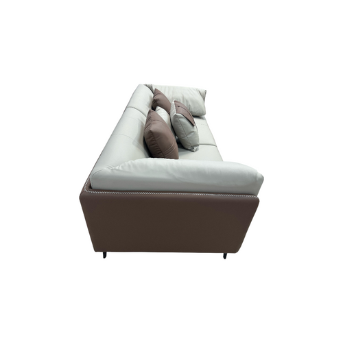 Orren Ellis Modern Two-Tone Faux Leather Sofa Collection with Flared Arms and Toss Pillows, image 5