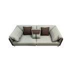 Orren Ellis Modern Two-Tone Faux Leather Sofa Collection with Flared Arms and Toss Pillows
