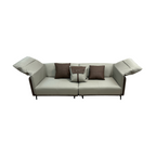Orren Ellis Modern Two-Tone Faux Leather Sofa Collection with Flared Arms and Toss Pillows