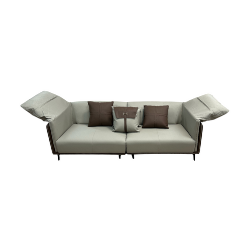 Orren Ellis Modern Two-Tone Faux Leather Sofa Collection with Flared Arms and Toss Pillows, image 9