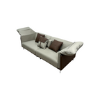 Orren Ellis Modern Two-Tone Faux Leather Sofa Collection with Flared Arms and Toss Pillows