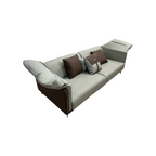 Orren Ellis Modern Two-Tone Faux Leather Sofa Collection with Flared Arms and Toss Pillows