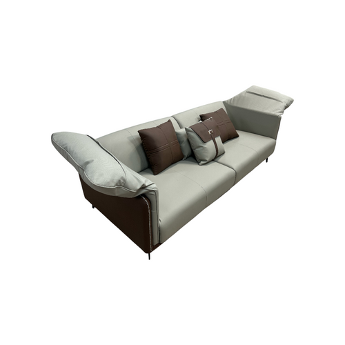 Orren Ellis Modern Two-Tone Faux Leather Sofa Collection with Flared Arms and Toss Pillows, image 11