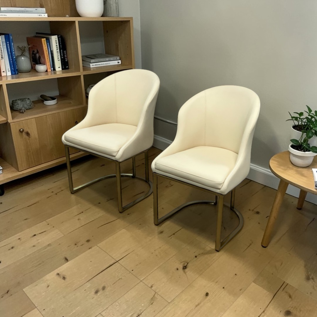 Orren Ellis Teferi Modern Luxury Dining Chair PU Leather Upholstery Stainless Steel Base (Set of 2)