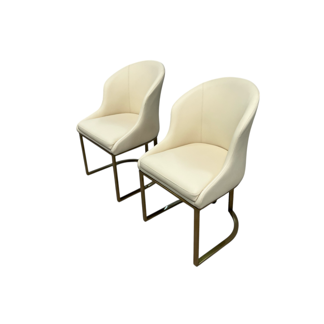 Orren Ellis Teferi Modern Luxury Dining Chair PU Leather Upholstery Stainless Steel Base (Set of 2)
