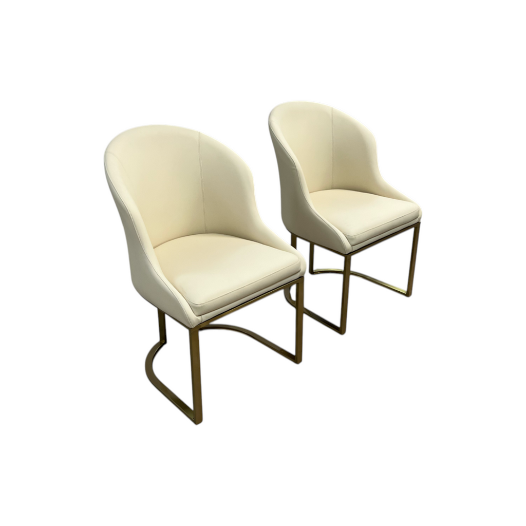 Orren Ellis Teferi Modern Luxury Dining Chair PU Leather Upholstery Stainless Steel Base (Set of 2)