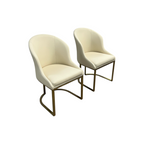 Orren Ellis Teferi Modern Luxury Dining Chair PU Leather Upholstery Stainless Steel Base (Set of 2)