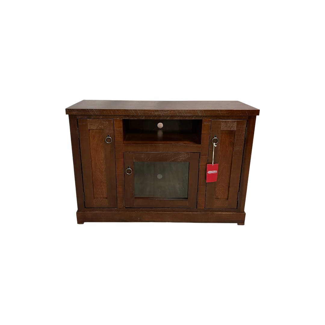 Poplar Tall TV Stand with 2 Bead Board Doors, European Aquamarine