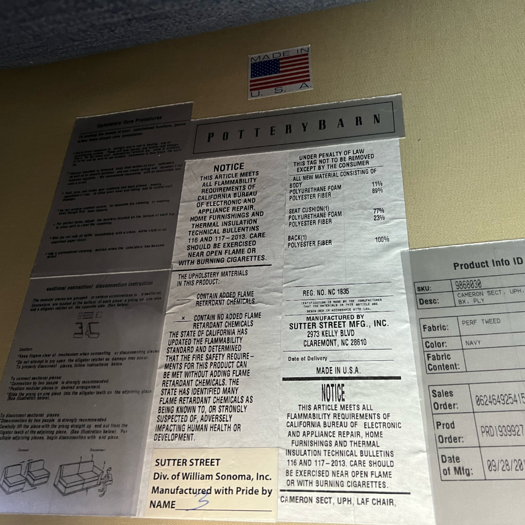 Pottery Barn Cameron Roll Arm Slipcovered 3-Piece Wedge Sectional