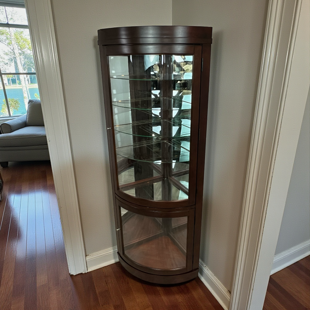 Pulaski Poplar Wood Cherry Brown Curio Display Cabinet