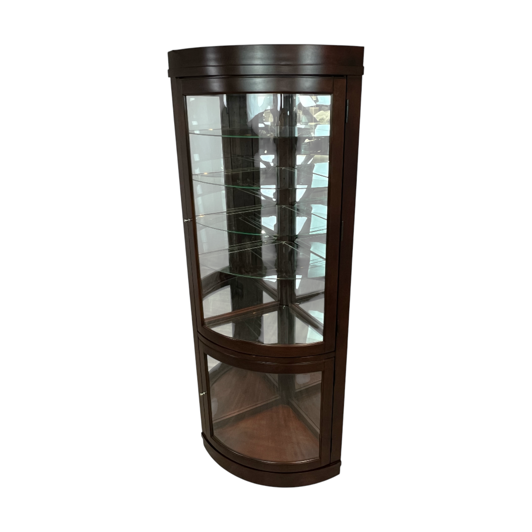 Pulaski Poplar Wood Cherry Brown Curio Display Cabinet