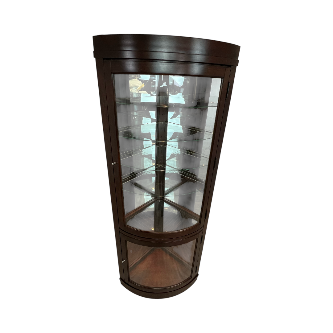 Pulaski Poplar Wood Cherry Brown Curio Display Cabinet