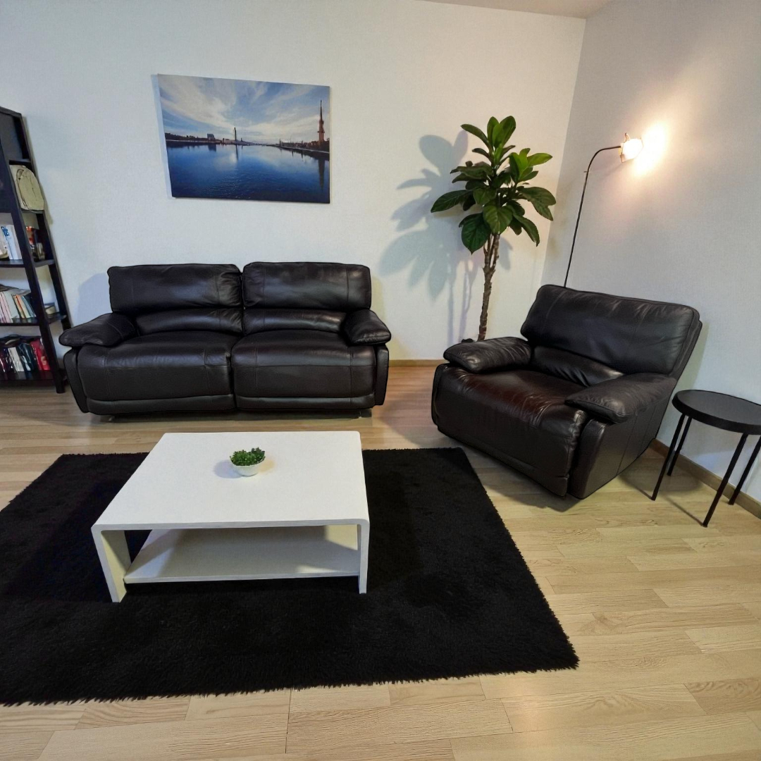 Raymour and Flanigan Leather Recliner Set