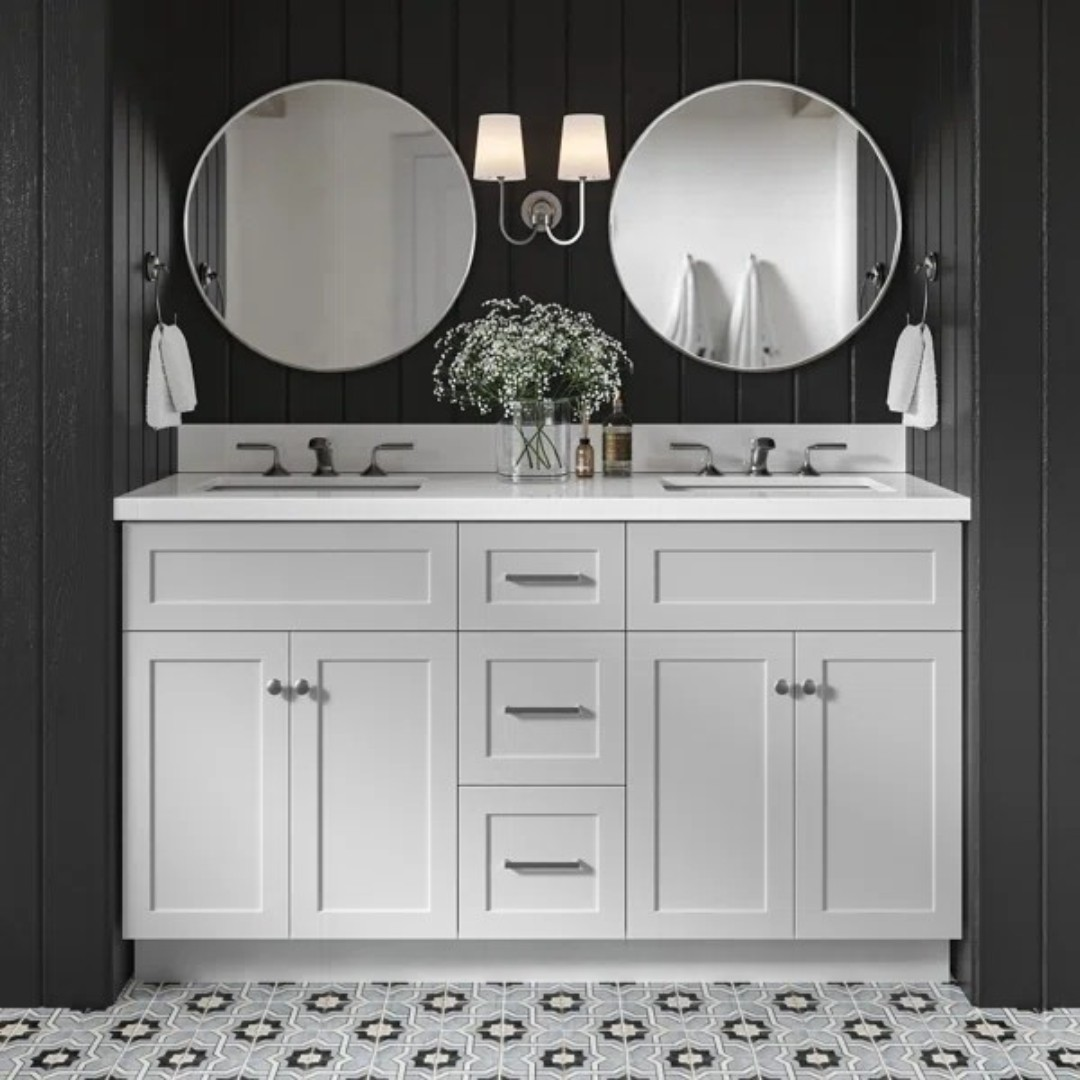 Red Barrel Studio Hamlet Double Bathroom Vanity with White Quartz Top