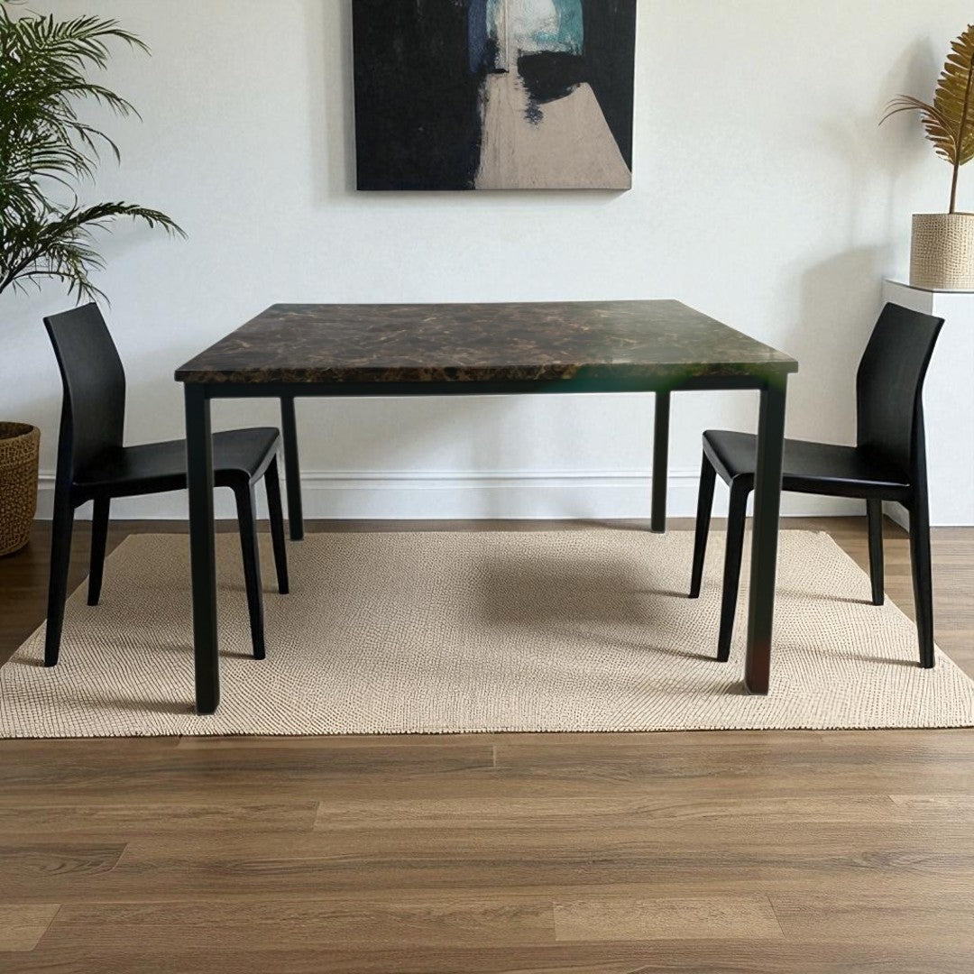 Red Barrel Studio Karli Faux Marble Top Metal Base Dining Table