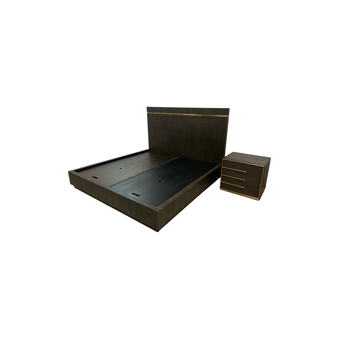 Restoration Hardware Bezier Panel King Bed and Closed Nightstand Set