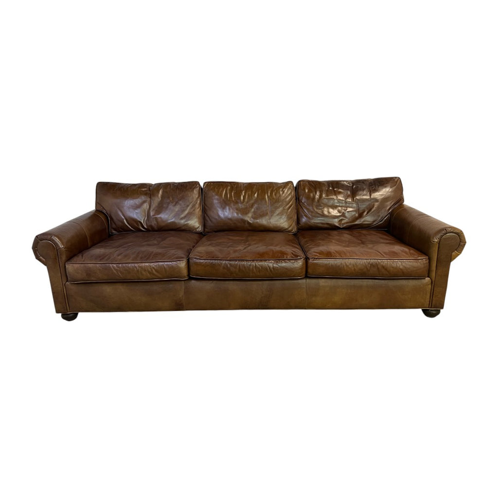 Restoration Hardware Original Lancaster Leather 3-Cushion Sofa