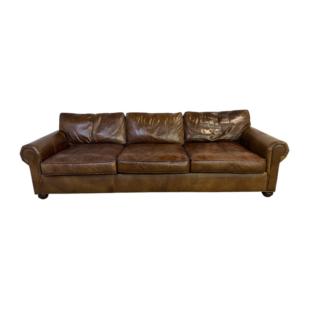 Restoration Hardware Original Lancaster Leather 3-Cushion Sofa