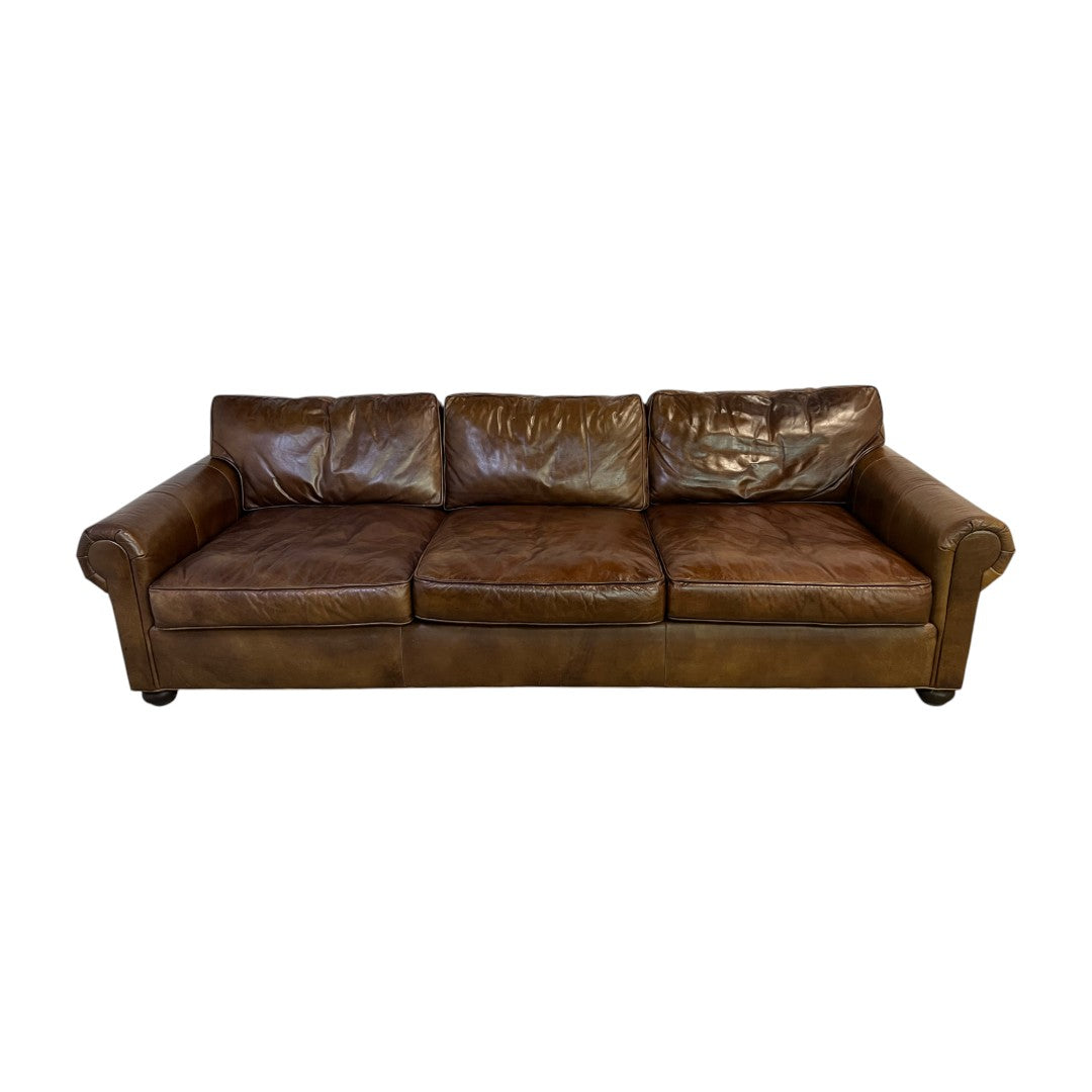 Restoration Hardware Original Lancaster Leather 3-Cushion Sofa