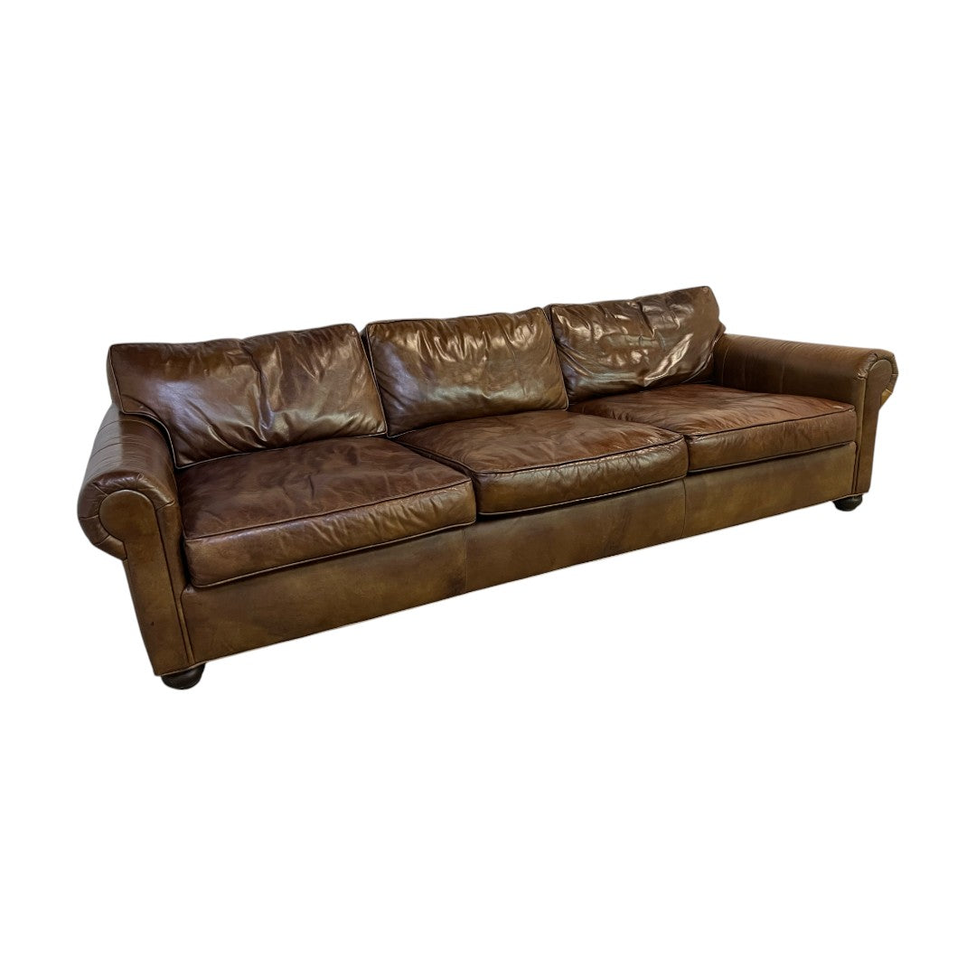 Restoration Hardware Original Lancaster Leather 3-Cushion Sofa