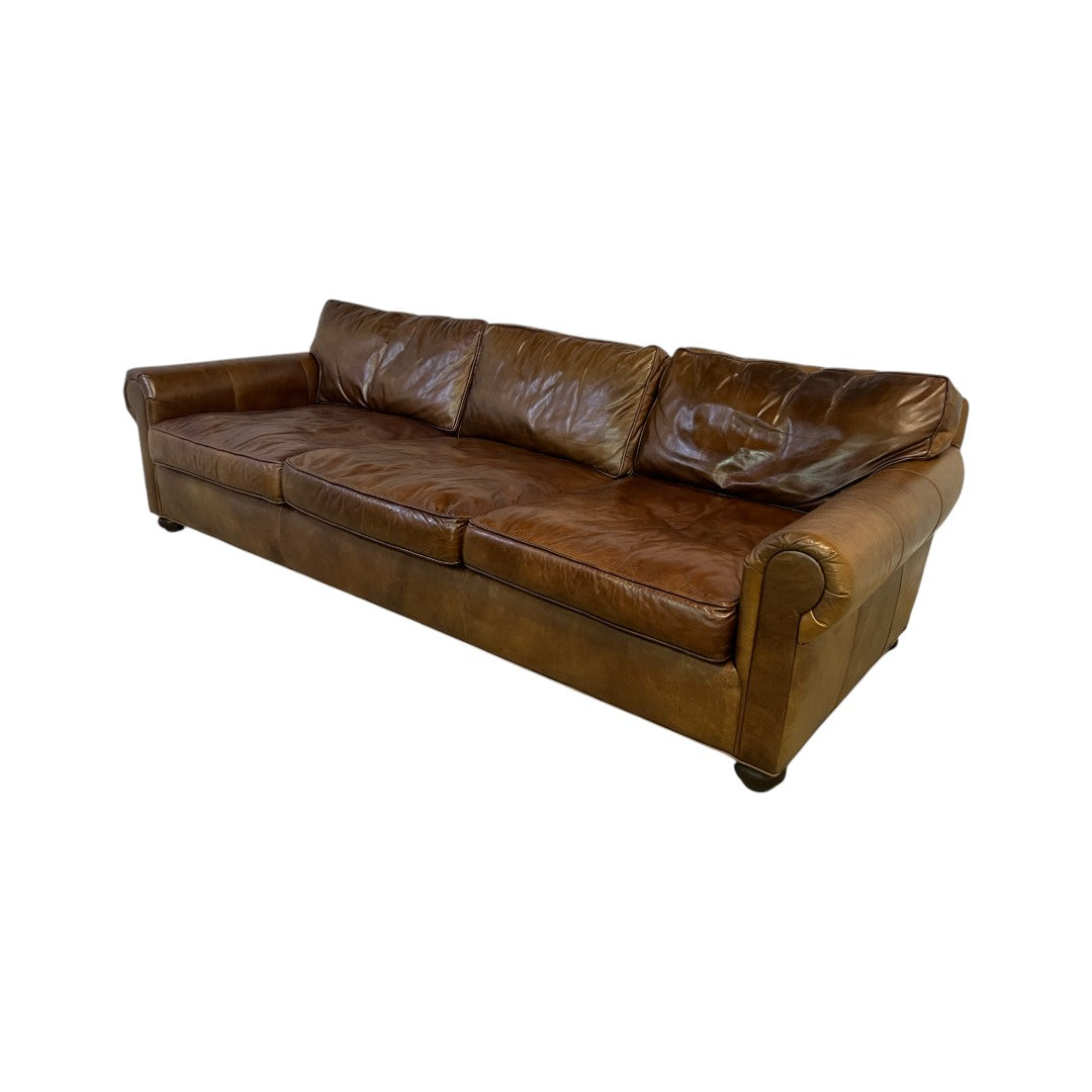 Restoration Hardware Original Lancaster Leather 3-Cushion Sofa