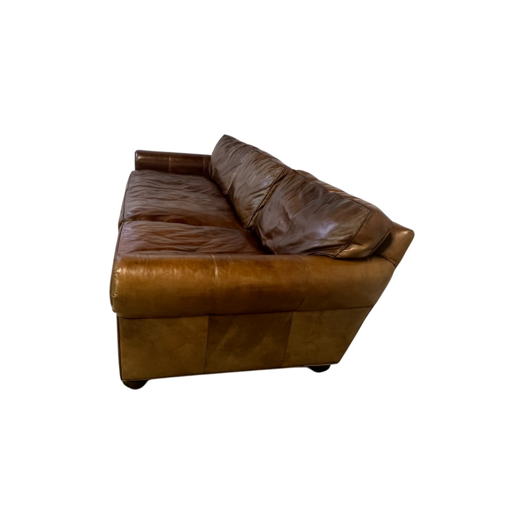 Restoration Hardware Original Lancaster Leather 3-Cushion Sofa