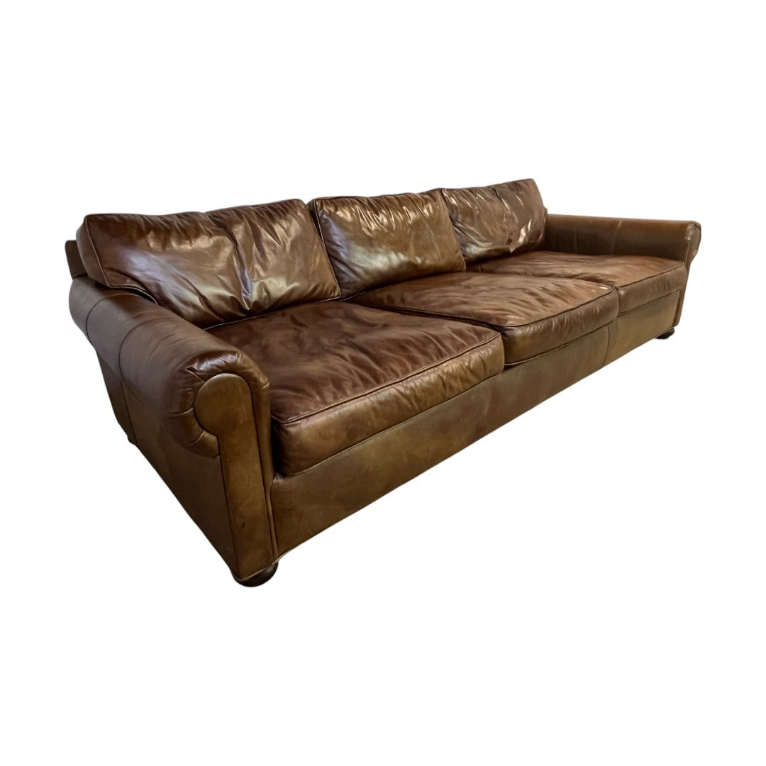 Restoration Hardware Original Lancaster Leather 3-Cushion Sofa