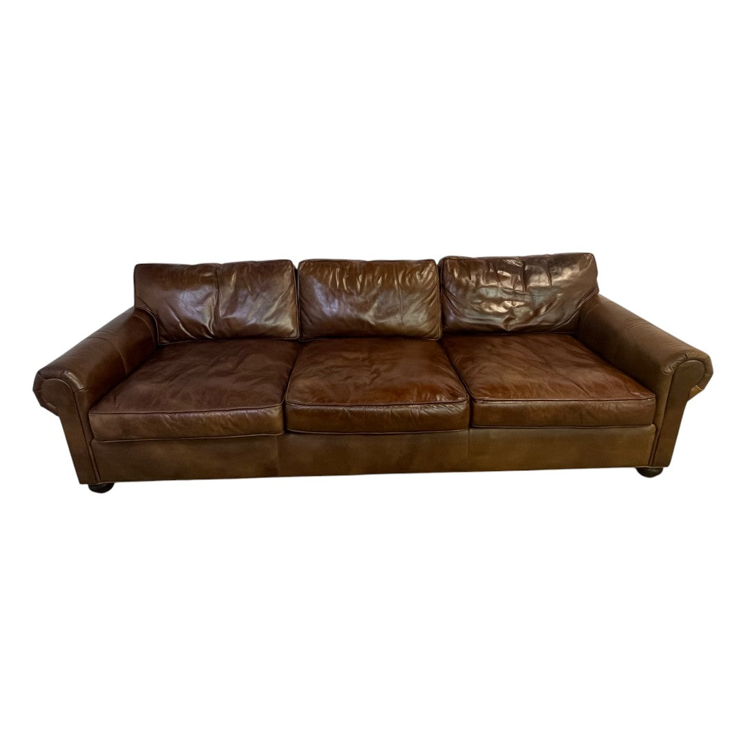 Restoration Hardware Original Lancaster Leather 3-Cushion Sofa