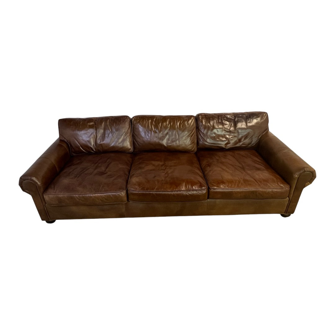 Restoration Hardware Original Lancaster Leather 3-Cushion Sofa